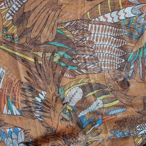 Vintage Italy Fulars Vicose Parakeet Wrap Scarf (long) - Picture 6 of 8